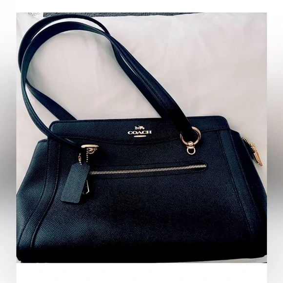 New Coach Black Leather Kailey Carryall purse bag Satchel $498 - Picture 2 of 7